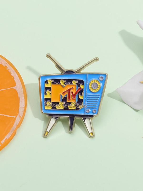 Vintage Tv Shaped Brooch, Enamel Pin Suitable for Backpacks, Jeans, Scarves, Hats Decoration,  Trendy All-match & Exquisite Brooch for Birthday Gift