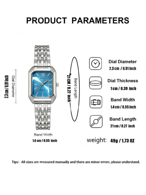 Women's Elegant Fashion Square Dial Analog Quartz Watch, Fashion Watch for Party, Daily Clothing Decor, Trendy Watch for Birthday Gift without Box