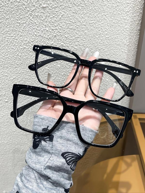 Unisex Simple Style Black Frame Glasses, Trendy Casual Glasses for Everyday Use, Fashion Accessories for Outdoor Activities