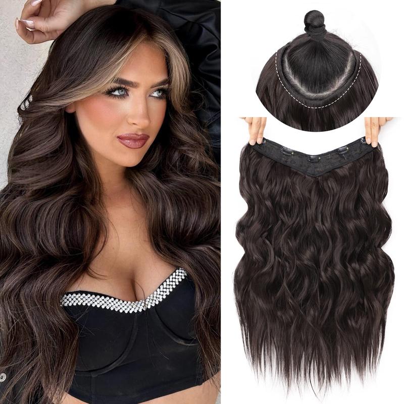 AISI HAIR Clip in Hair Extensions Long Wavy U-Shaped Hair Extension with 5 Secure Clips Synthetic Hairpieces for Women