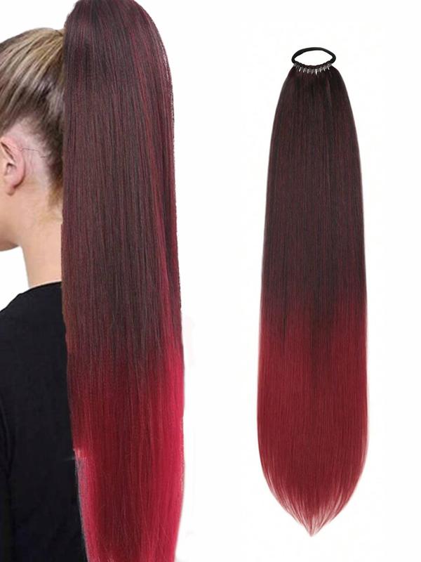24 Inch Elastic Band Wrap Around Long Straight Ponytail Extension, Synthetic Ponytail Extensions for Women, Striking Natural Fluffy Wigs for Daily, Cosplay, Anime Or Costume Party, Birthday Gifts