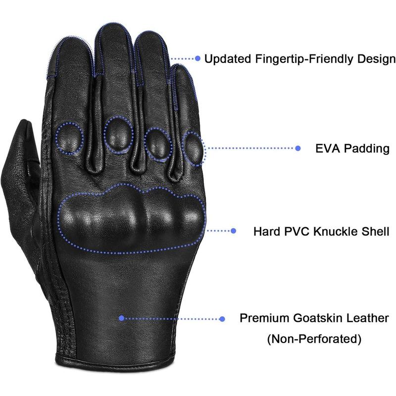 Full Finger Goat Skin Leather Touch Screen Motorcycle Gloves Men S,M,L,XL,XXL