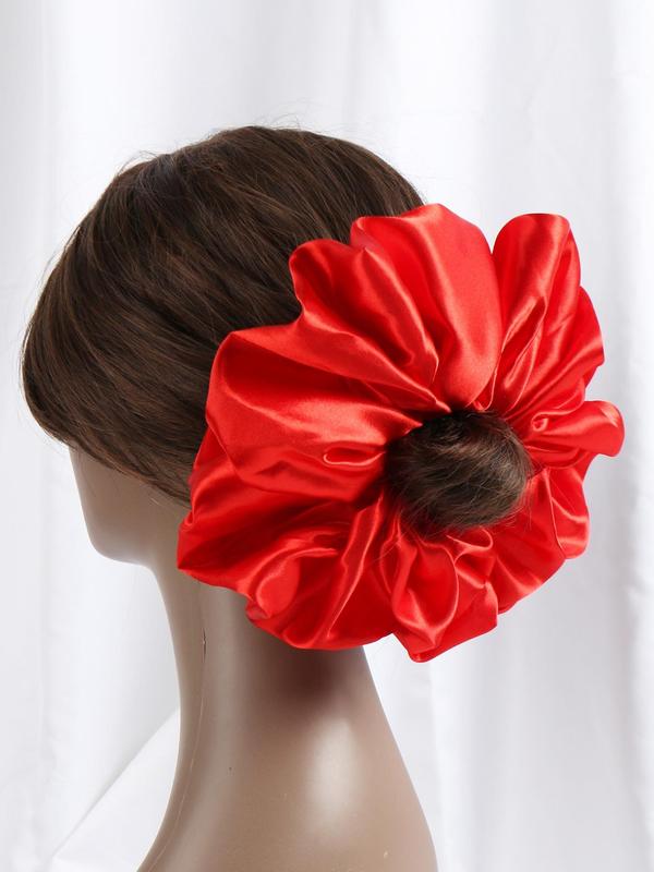 Solid Color Ruched Design Scrunchie, High Stretch Hair Tie, Fashion Hair Accessories for Women & Girls