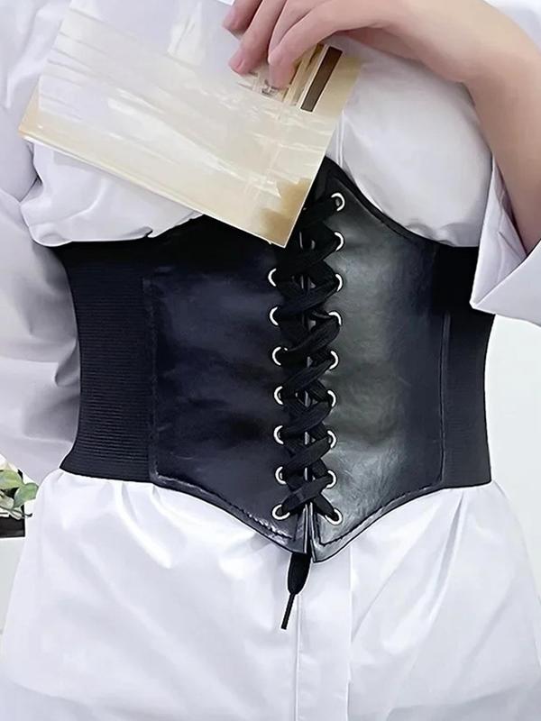 Women's Solid Criss Cross Design Corset Belt, Fashionable Waist Belt for Daily Wear, Fashion Clothes Accessories for Party, Trendy All-match & Exquisite Clothes Accessories for Gift