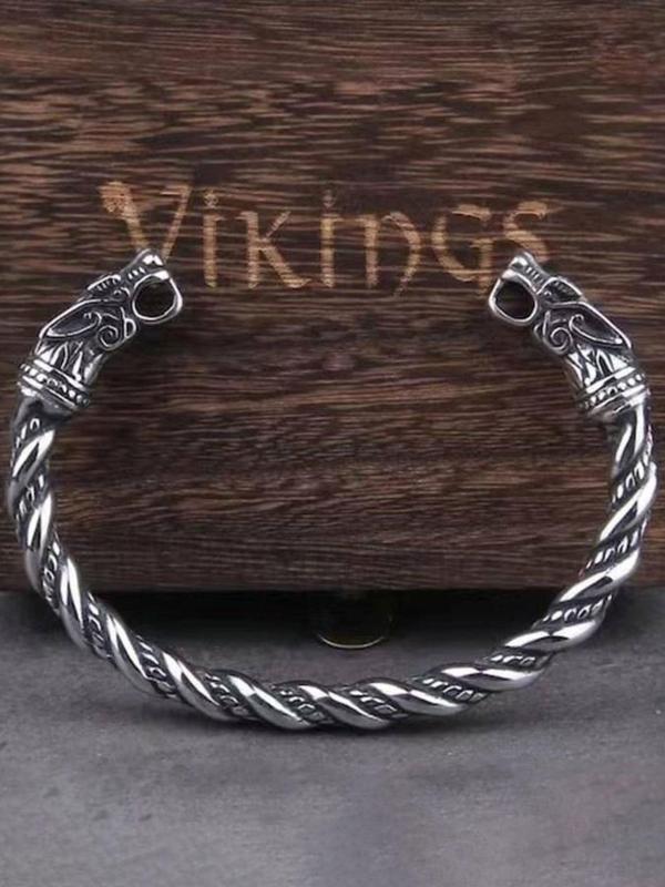 Viking Style Hammer Design Pendant Necklace & Twist Design Bracelet, 2pcs Fashion Jewelry for Party, Daily Clothing Decor, Trendy All-match & Exquisite Jewelry for Birthday Gift