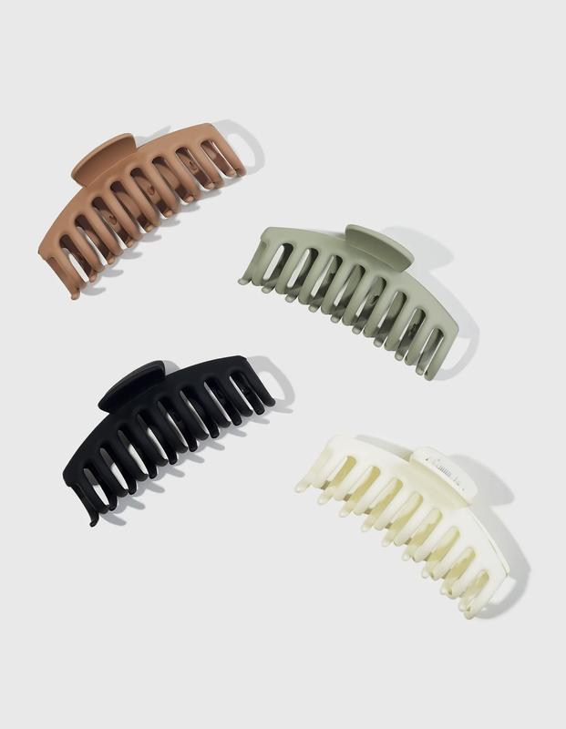 Trademark Beauty Claw Clips for Hair Styling, Lightweight and Easy to Use Hair Accessories, for All Hair Lengths and Types, 4-pack, Neutral