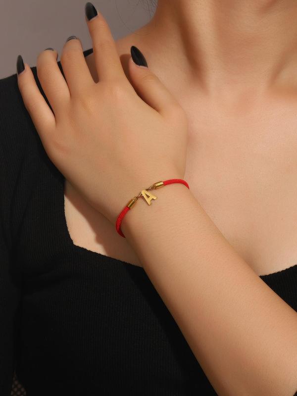 Fashion Alphabet Charm Bracelet, Stainless Steel Jewelry for Party, Daily Clothing Decor for Girl