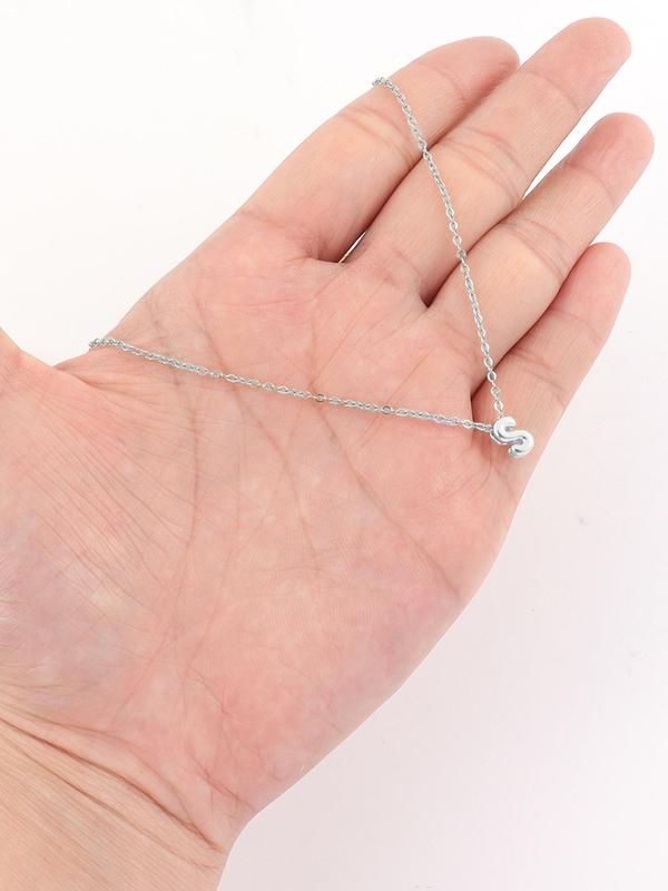 Bubble Initial Letter Pendant Necklace for Women, Stainless Steel Jewelry for Party, Daily Clothing Decor, Trendy All-match & Exquisite Jewelry for Birthday Gift