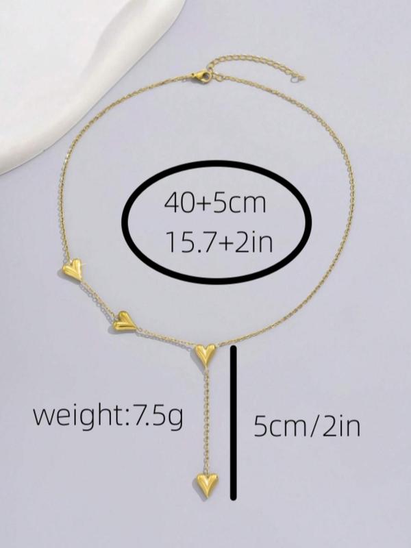Women's Sweet Heart Charm Y-shape Pendant Necklace, Fashion Jewelry for Party, Daily Decor, Trendy All-match & Exquisite Jewelry for Birthday Gift