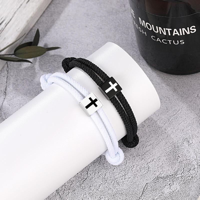 2Pcs Couples Cross Braided Rope Bracelets,Valentine's Day Christmas Anniversary Gifts for Girlfriend Boyfriend Women Men