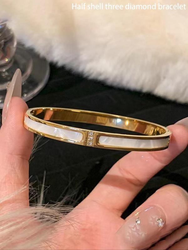 Rhinestone Decorated Bangle Bracelet, Fashionable Jewelry for Women & Men for Party, Daily Clothing Decor, Trendy All-match & Exquisite Jewelry for Gift