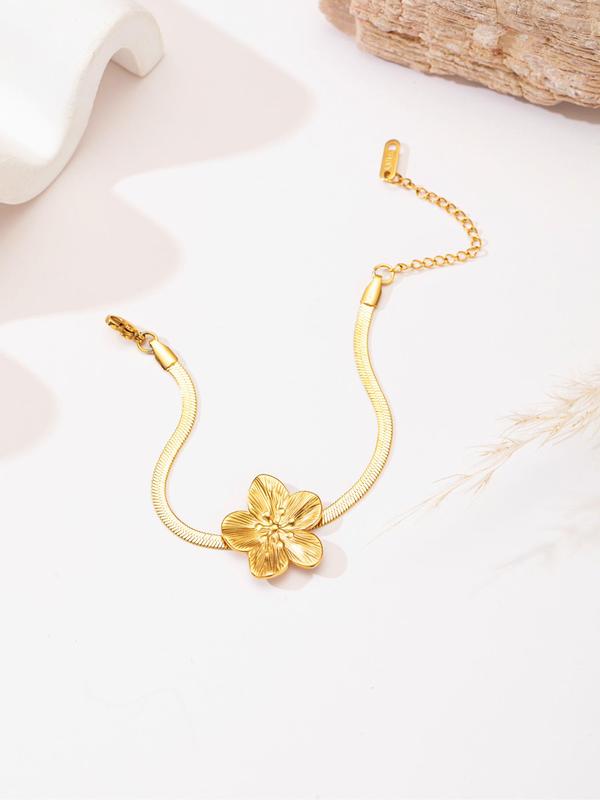 Flower Design Pendant Necklace Earrings Ring Bracelet Set, Fashion Jewelry for Party, Daily Clothing Decor, Trendy All-match & Exquisite Jewelry for Birthday Gift