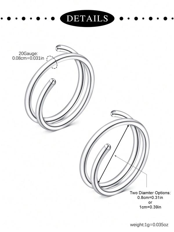 Double Hoop Nose Ring Hoops for Women, Nose Piercing Jewelry for Women & Girls, Fashion Jewelry for Party Decor, Trendy Exquisite Jewelry for Birthday Gift