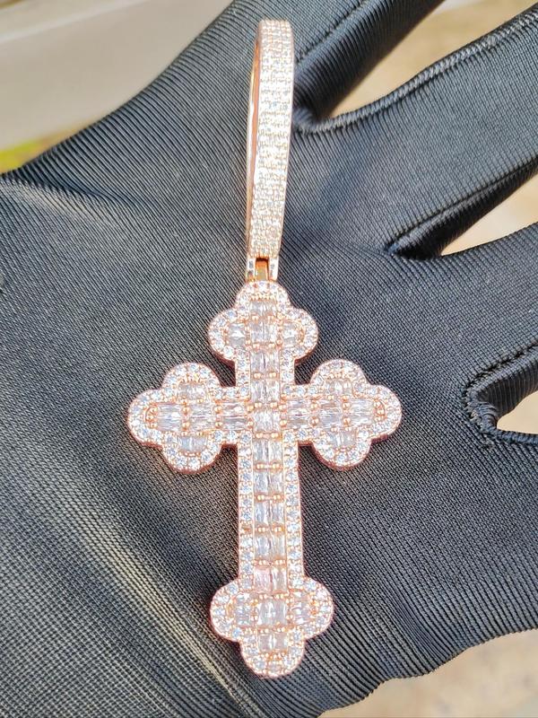 Rhinestone Decorated Cross Pendant, Fashionable Jewelry for Women & Girls, Trendy All-match & Exquisite Jewelry for Birthday Gift