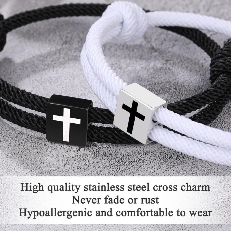 2Pcs Couples Cross Braided Rope Bracelets,Valentine's Day Christmas Anniversary Gifts for Girlfriend Boyfriend Women Men