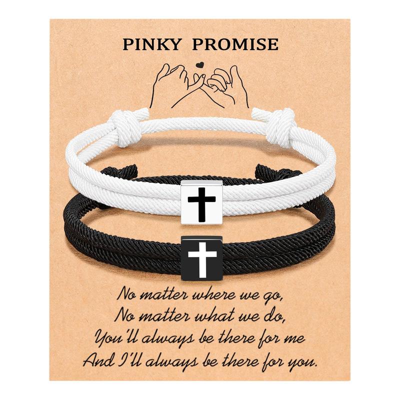 2Pcs Couples Cross Braided Rope Bracelets,Valentine's Day Christmas Anniversary Gifts for Girlfriend Boyfriend Women Men
