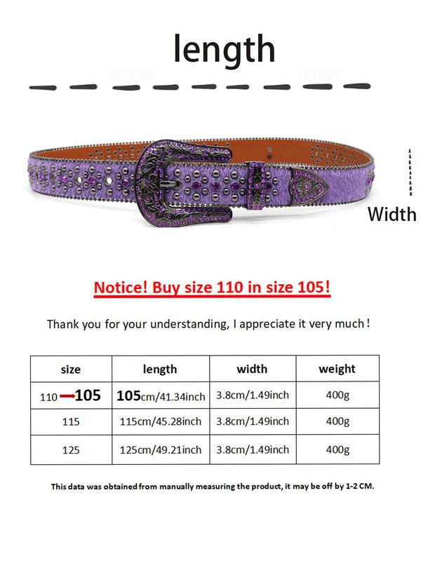Fashion Rhinestone Decorated Pu Buckle Belt, Punk Style Rivet Belt for Women & Men, Party, Daily Clothing Decor, Exquisite Belt for Birthday Gift