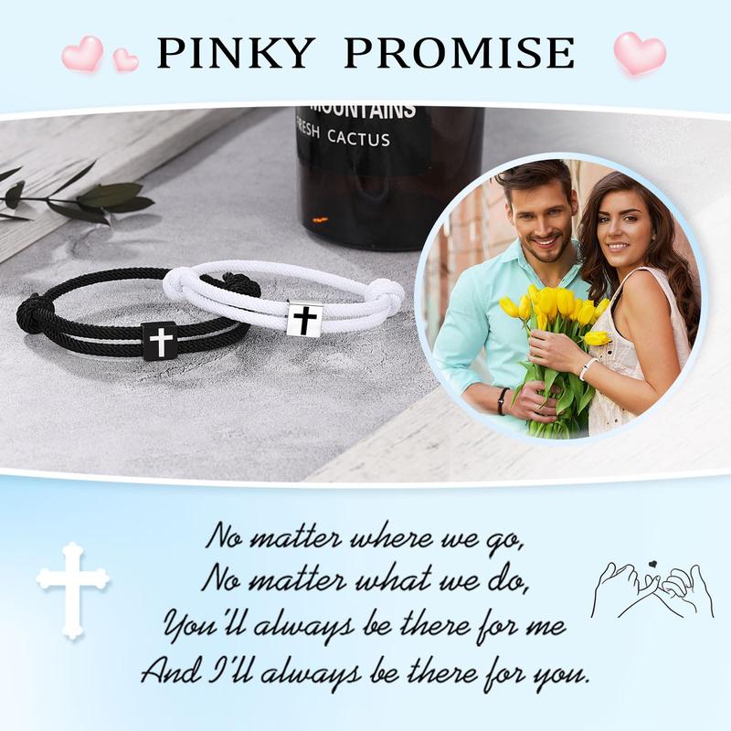2Pcs Couples Cross Braided Rope Bracelets,Valentine's Day Christmas Anniversary Gifts for Girlfriend Boyfriend Women Men