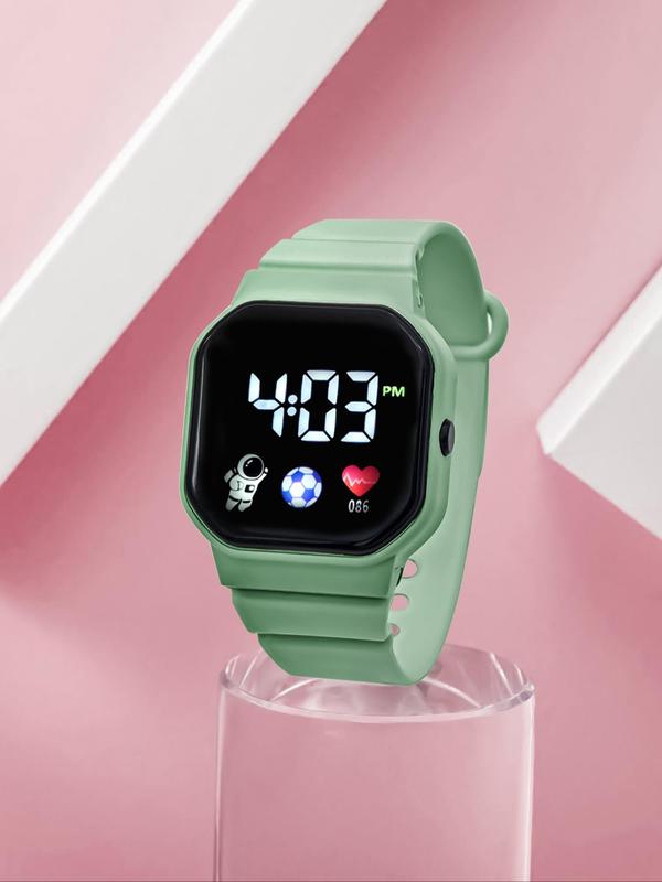Cute Astronaut Pattern Digital Watch, Fashionable Square Dial Watch for Women & Girls, with Box, Trendy All-match & Exquisite Watch for Birthday Gift