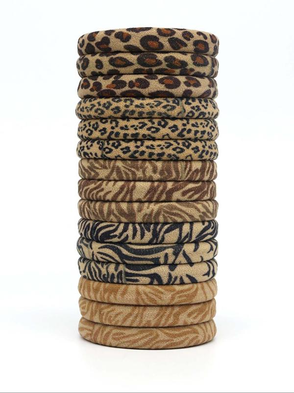 Random Style Leopard & Zebra Stripe Pattern Hair Tie, High Stretch Hair Tie, Fashion Hair Accessories for Women & Girls