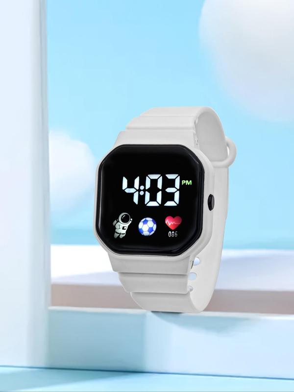 Cute Astronaut Pattern Digital Watch, Fashionable Square Dial Watch for Women & Girls, with Box, Trendy All-match & Exquisite Watch for Birthday Gift