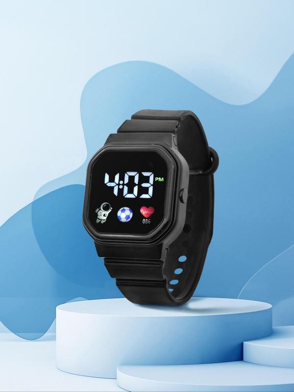Cute Astronaut Pattern Digital Watch, Fashionable Square Dial Watch for Women & Girls, with Box, Trendy All-match & Exquisite Watch for Birthday Gift