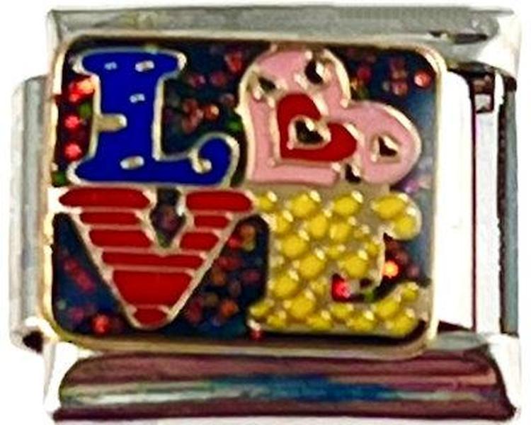 Italian Charm Link LOVE Patchwork 9mm
