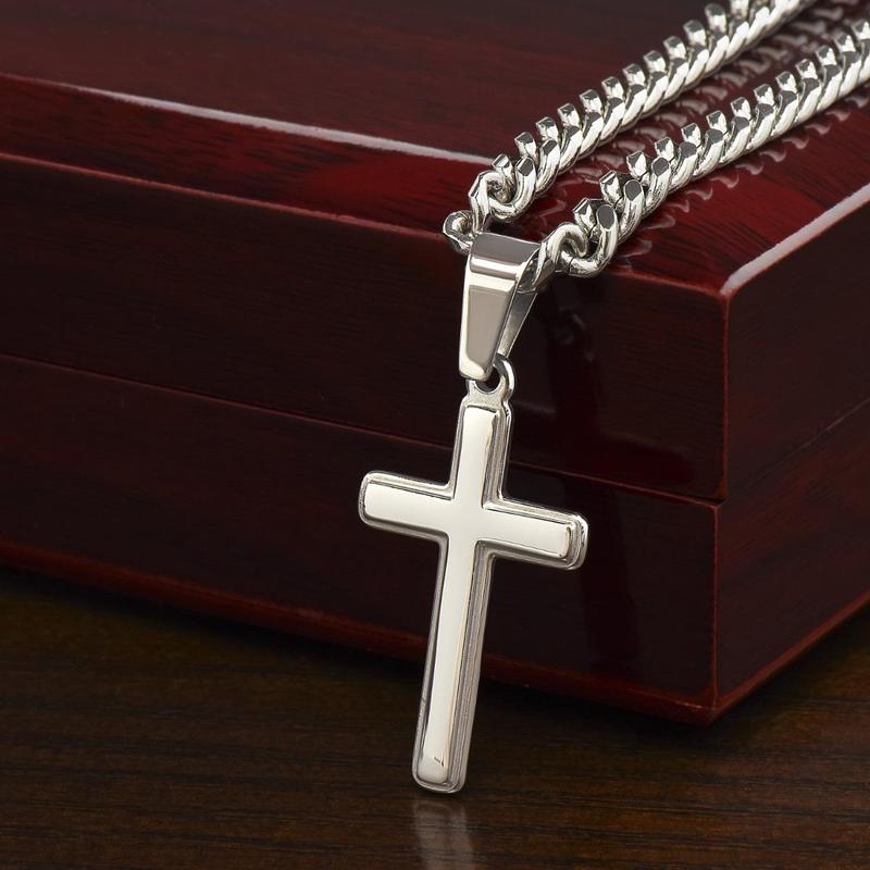 Inspirational Greeting Card & Cross Pendant & Gift Box Set, Casual Religious Jewelry Set for Son's Birthday, Perfect Gift for Son's Birthday, Christmas, and Graduation