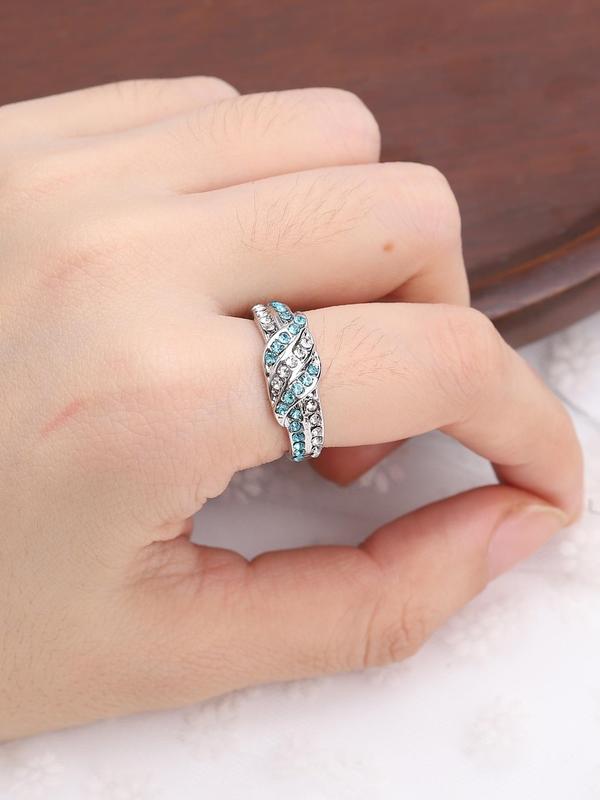 Fashion Criss Cross Design Rhinestone Inlaid Decorative Ring, Elegant Jewelry For Women Daily Wear, Ladies Anniversary Birthday Jewellery Gift, Fashion Accessories