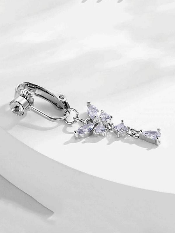 Summer Elegant Butterfly Design Rhinestones Decor Belly Button Ring, Piercing Body Jewelry for Women, Trendy All-match & Exquisite Fake Piercing  Jewelry for Gift