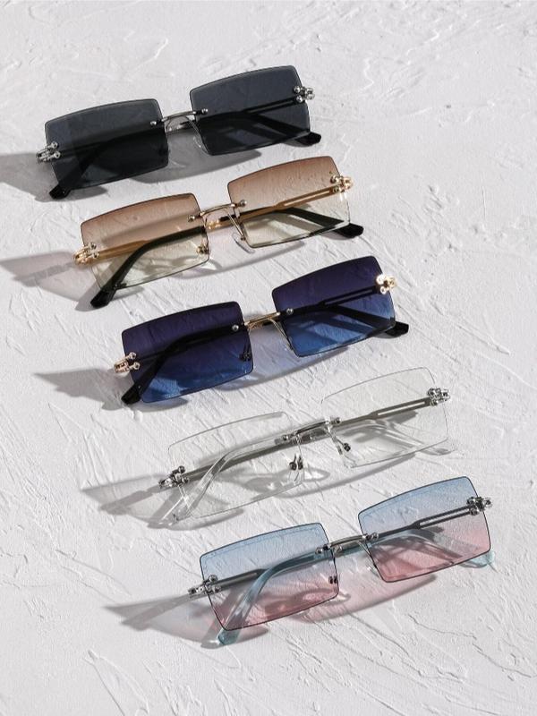 5 Pairs Rimless Quality Square Fashion Sun Glasses for Men & Women, Stylish, Luxury Fashion Sunglasses