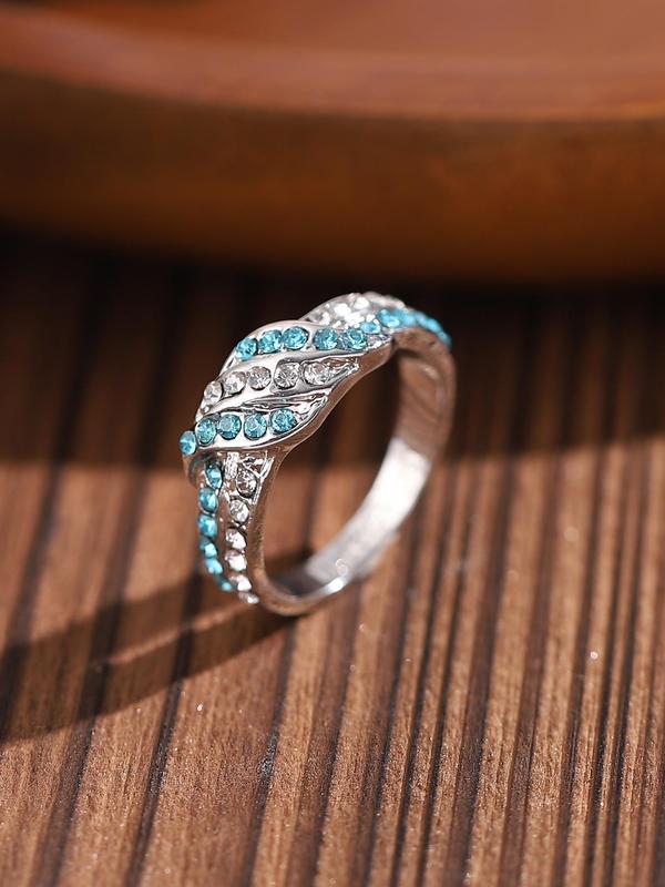Fashion Criss Cross Design Rhinestone Inlaid Decorative Ring, Elegant Jewelry For Women Daily Wear, Ladies Anniversary Birthday Jewellery Gift, Fashion Accessories