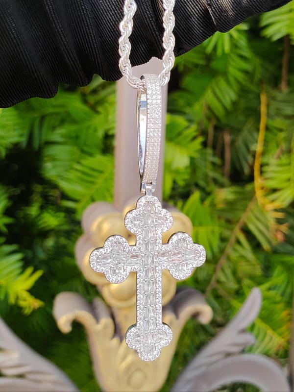 Rhinestone Decorated Cross Pendant, Fashionable Jewelry for Women & Girls, Trendy All-match & Exquisite Jewelry for Birthday Gift