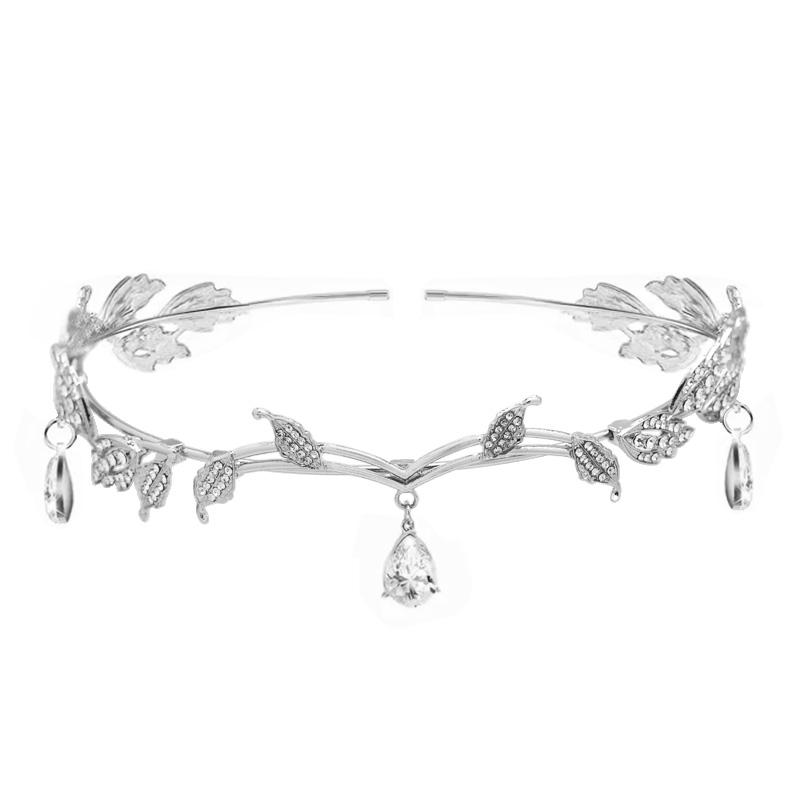 1 2 Pcs Rhinestone Fairy Elf Leaf Wedding Headband Elf Ear Cuffs For Brides Elf Crown Fairy Accessory For Prom Photoshoot Women Pageant Wedding Cosplay Party Angel Wings
