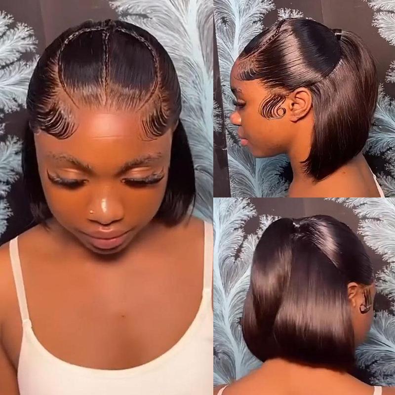 Alipearl Hair Short Bob Wig Human Hair Straight 13x4 Lace Front Bob Wig Stylist Pre Braided Pre Cut Lace Pre Styled Glueless Ready To Go Wig