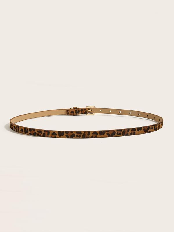 Women's Vintage Leopard Print PU Buckle Belt, Casual Waistband for Jeans Trousers, Fashion Belt for Party, Daily Clothing Decor, Trendy All-match & Exquisite Belt for Gift