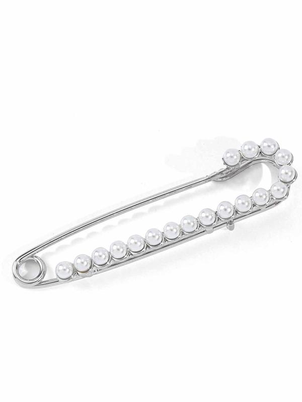Glittering Faux Pearl Decor Brooch, 4 Counts set Elegant Pin Shaped Clothes Brooch for Women & Girls, Trendy All-match & Exquisite Accessories for Birthday Gift