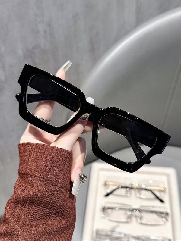 Unisex Simple Style Plain Color Eyeglasses, Trendy Casual Square Frame Eyeglasses for Everyday Use, Fashion Accessories for Outdoor Activities