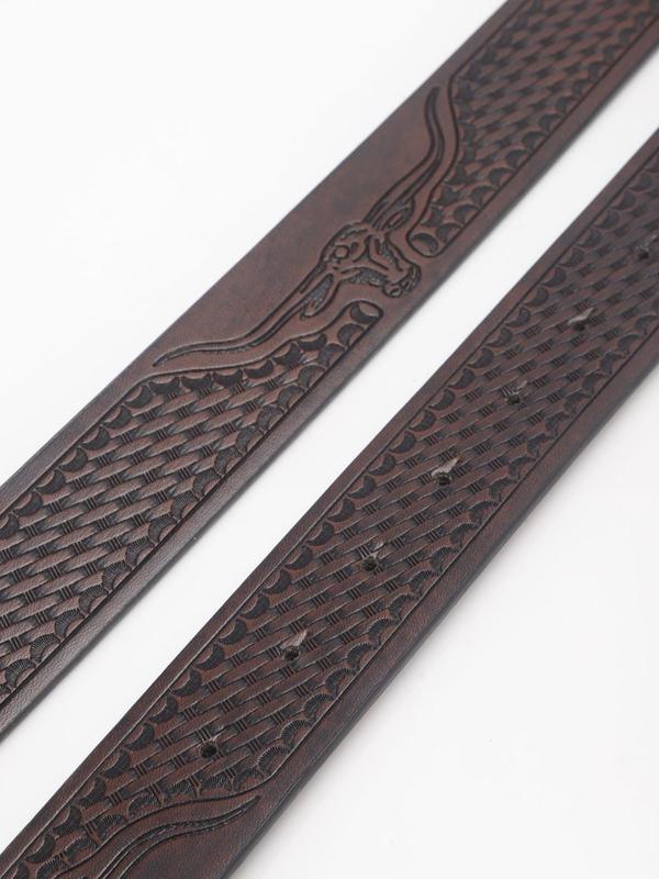 Men's Vintage Horse Buckle Western Belt, Fashionable Retro Funky Fantasy Embossed PU Leather Belt, Y2K Punk Belt for Men, Fashion Accessories for Daily Wear, Fall Outfits, Earthtone Fall Freshness