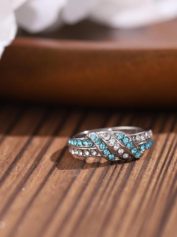 Fashion Criss Cross Design Rhinestone Inlaid Decorative Ring, Elegant Jewelry For Women Daily Wear, Ladies Anniversary Birthday Jewellery Gift, Fashion Accessories