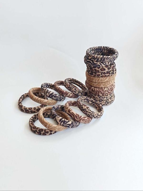 Random Style Leopard & Zebra Stripe Pattern Hair Tie, High Stretch Hair Tie, Fashion Hair Accessories for Women & Girls