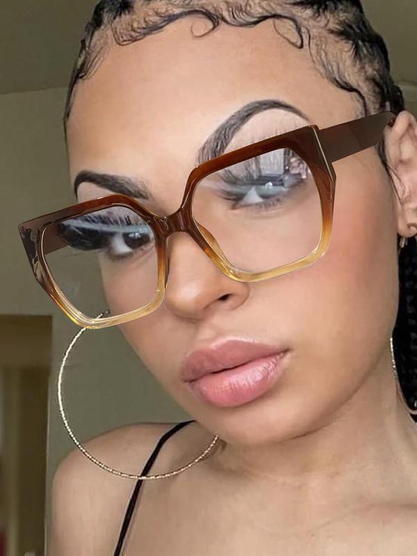 Unisex Simple Style Plain Color Oversized Square Frame Eyeglasses, Trendy Casual Eyeglasses for Everyday Use, Fashion Accessories for Outdoor Activities