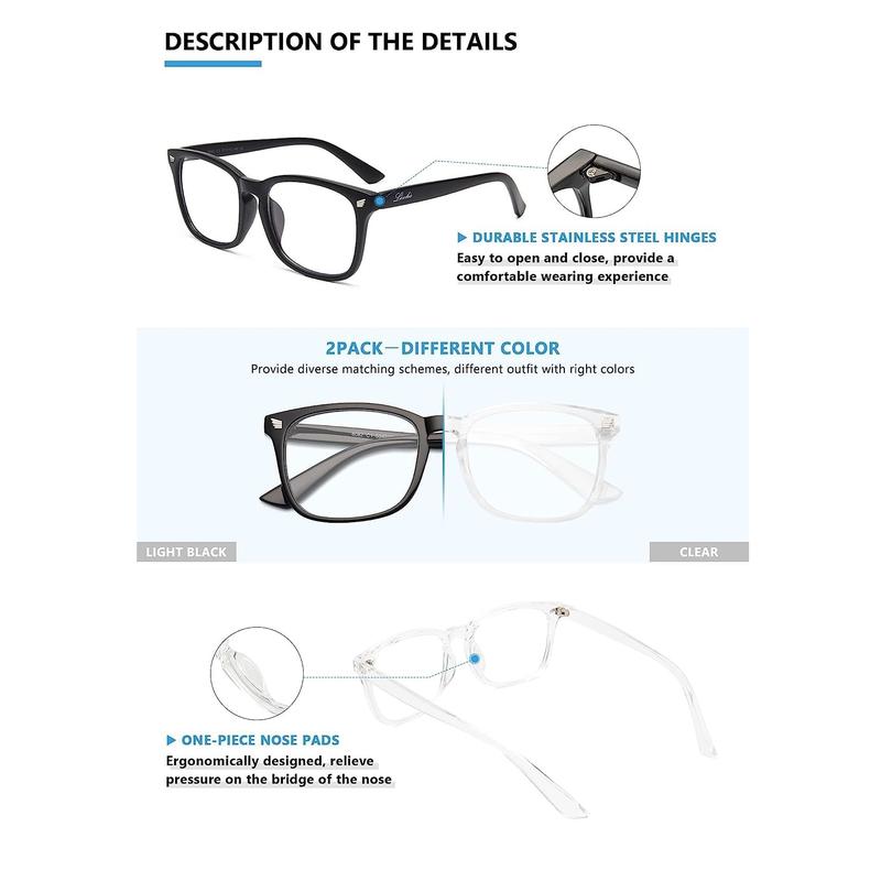 3 packs Computer Glasses, square Fashion gift Glasses Men,  Glasses Women gift Eyeglasses