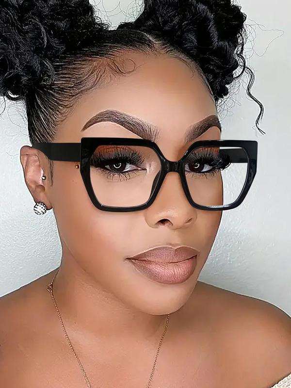 Unisex Simple Style Plain Color Oversized Square Frame Eyeglasses, Trendy Casual Eyeglasses for Everyday Use, Fashion Accessories for Outdoor Activities