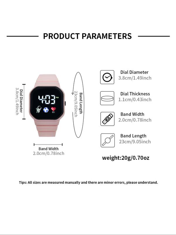 Cute Astronaut Pattern Digital Watch, Fashionable Square Dial Watch for Women & Girls, with Box, Trendy All-match & Exquisite Watch for Birthday Gift