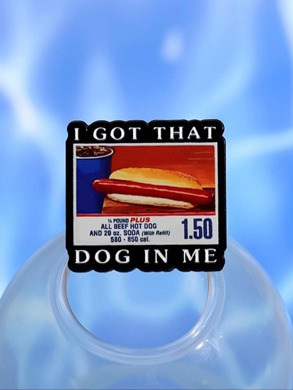 Cartoon Hot Dog & Letter Pattern Brooch, Cute Casual Alloy Badge for Daily Clothing Decor, Trendy All-match & Exquisite Brooch for Birthday Gift