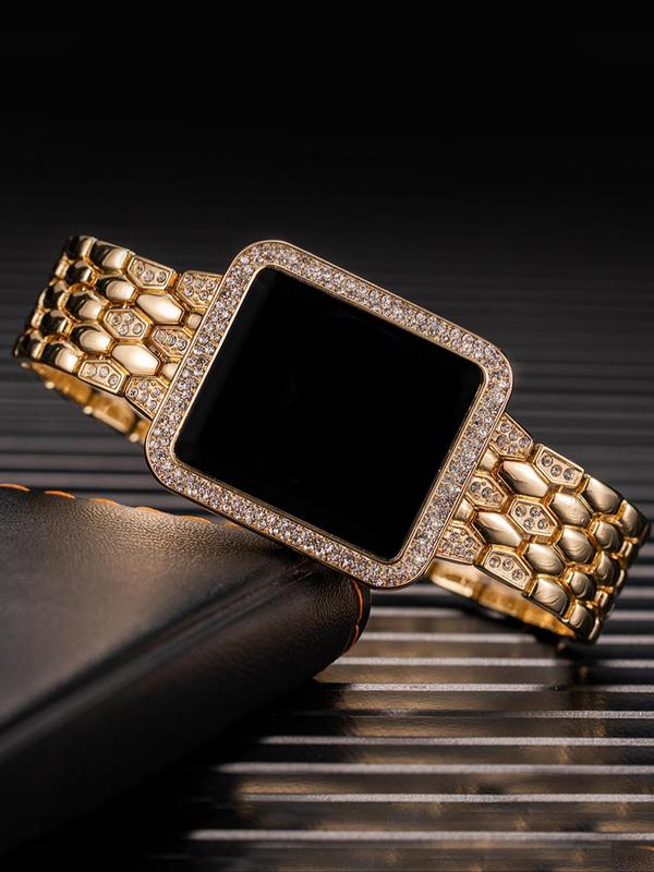Women's Elegant Rhinestone Decor Digital Watch, Fashion Square Dial Digital Watch for Women & Girls, Trendy All-match & Exquisite Watch for Birthday Gift