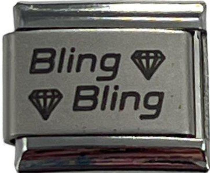 Italian Charm Link Laser Style Bling Bling 9mm