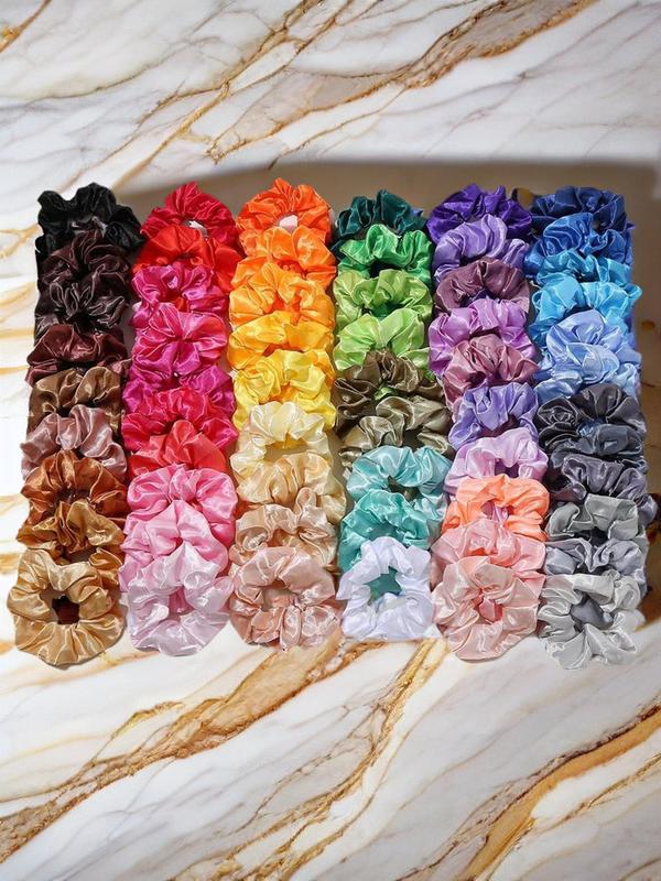 Mixed Color Satin Hair Tie, Casual Simple Plain High Stretch Hair Tie, Minimalist Headwear Suitable for Thick Hair, Fashion Hair Accessories for Party