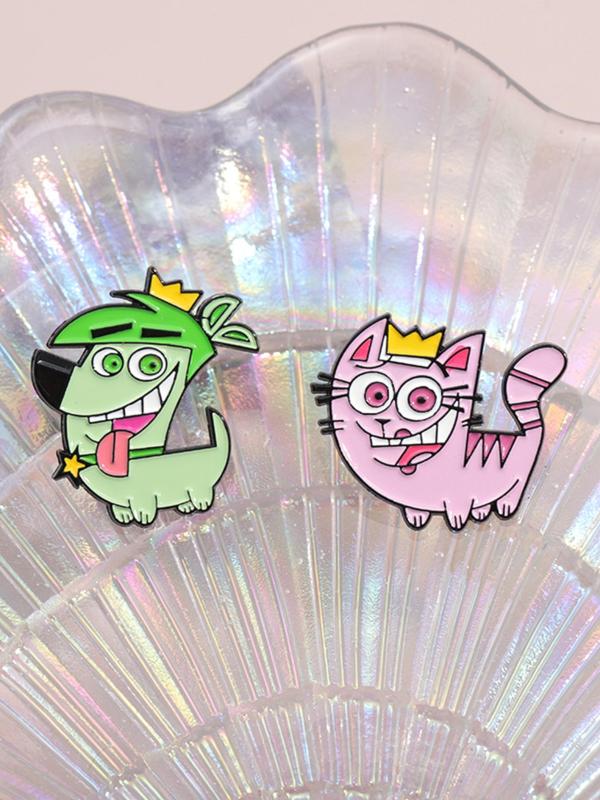 Cute Cartoon Design Brooch, 5 Counts Alloy Badge for Daily Clothing Decor, Trendy All-match & Exquisite Brooches for Birthday Gift